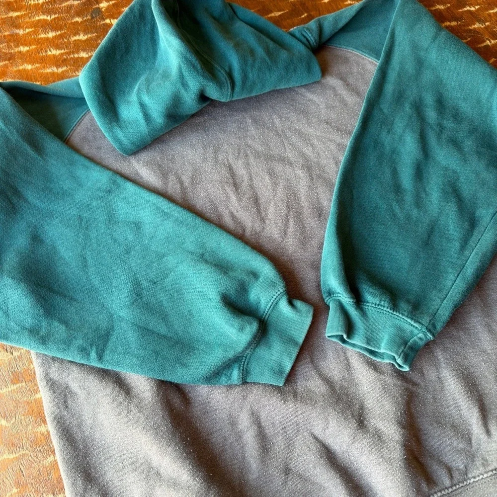 NFL Team Apparel Philadelphia Eagles Hoodie Youth Large Grey Teal‎ Good Raglan